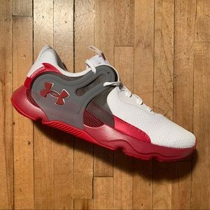 Under Armour Team HOVR Apex 3 University WISCONSIN BADGERS White Red NWB Workout